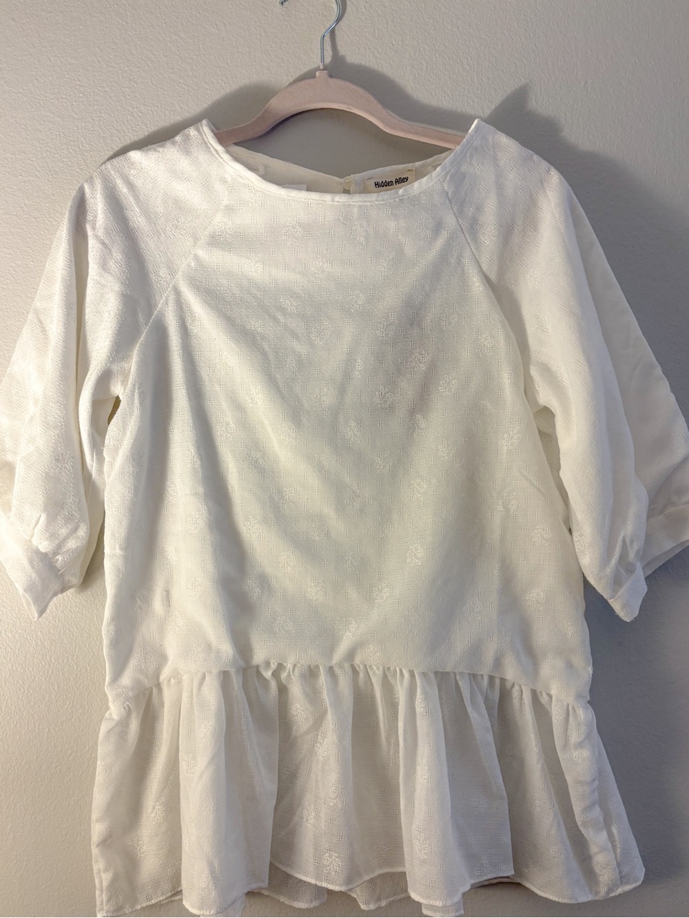 Hidden Alley Ivory Peplum Textured Blouse